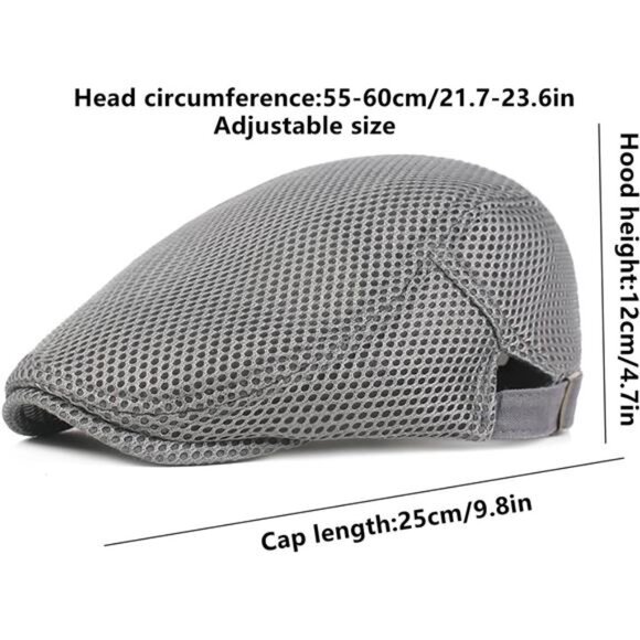 Mens Breathable Mesh Summer Hat Adjustable Newsboy Beret Ivy Cap Cabbie Flat - Picture 6 of 8
